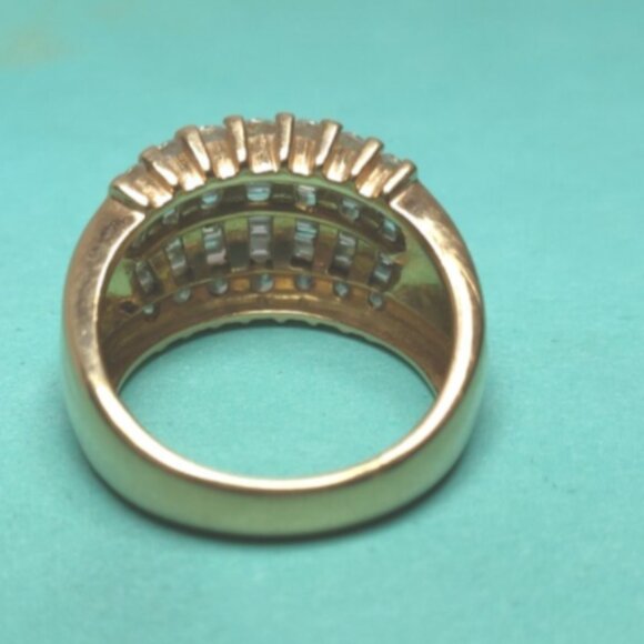 Beautiful 1.25ct Diamond 18K Gold Custom Wide Band Ring Rounds & Baguettes 9g - Picture 5 of 7